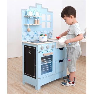 New Classic Toys - Küchenzeile - Modern mit Kochfeld - Delft Blau